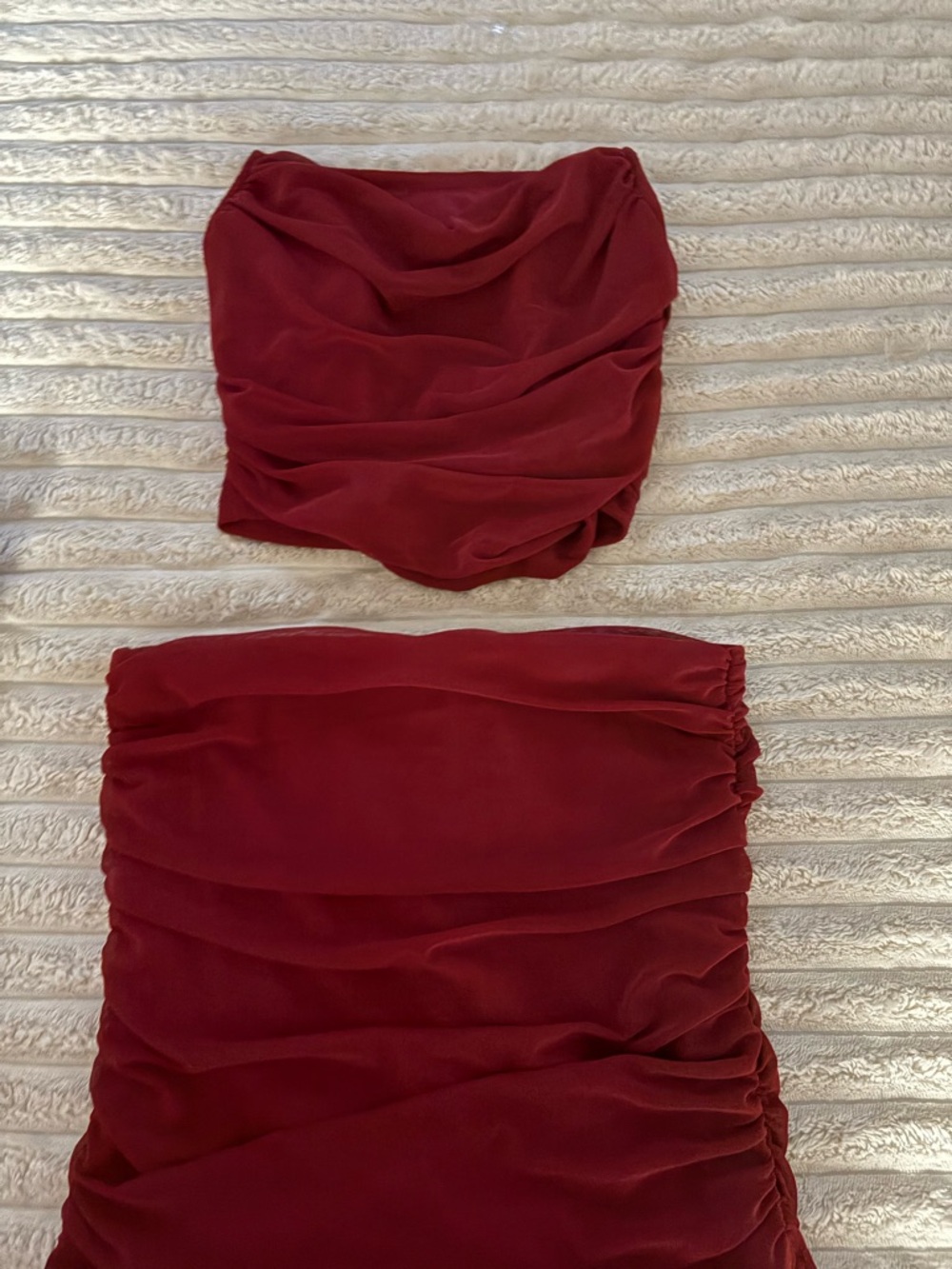 Red mini skirt set